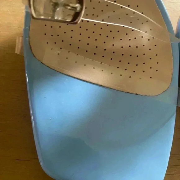 AZAELA WANG WEBSTER SCULPTURAL STILETTO ANKLE STRAP MODERN SANDAL IN BLUE SIZE 9 - Picture 9 of 11